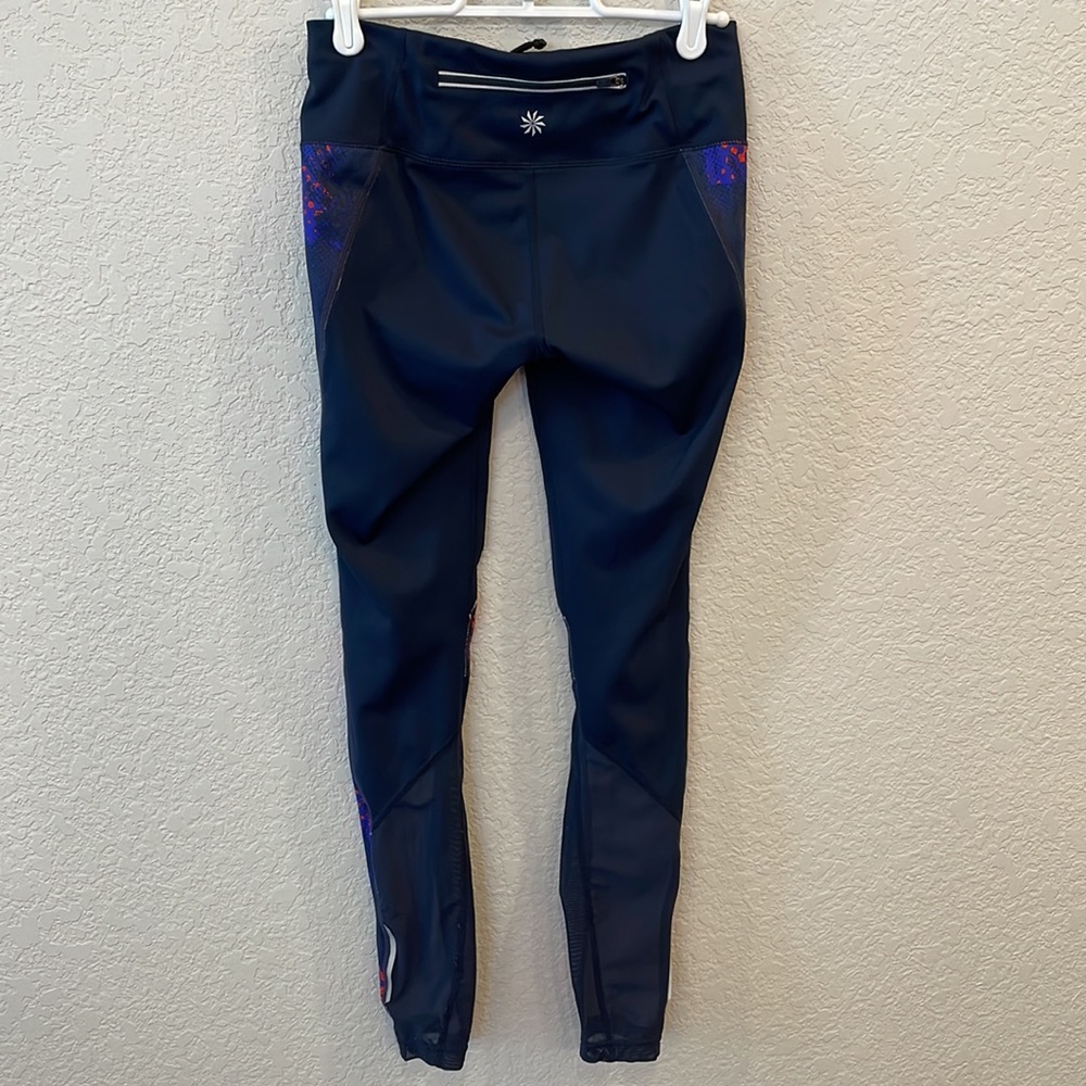 Athleta Black/Blue/Orange Patterned Leggings, Siz… - image 2